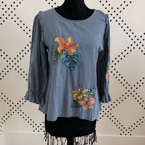 Striped Floral Blouse